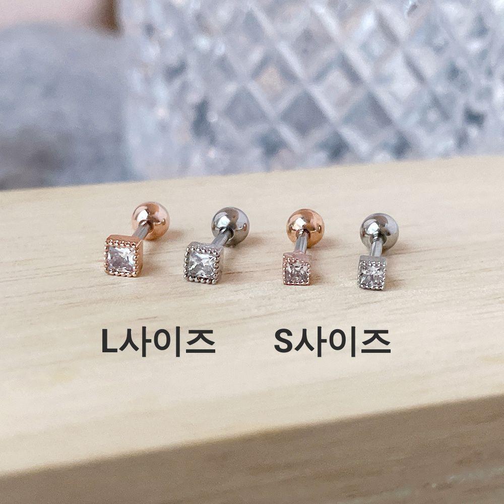 サージカル]基本 四角 キュービック (2Color 2Size) 16G ボディピアス