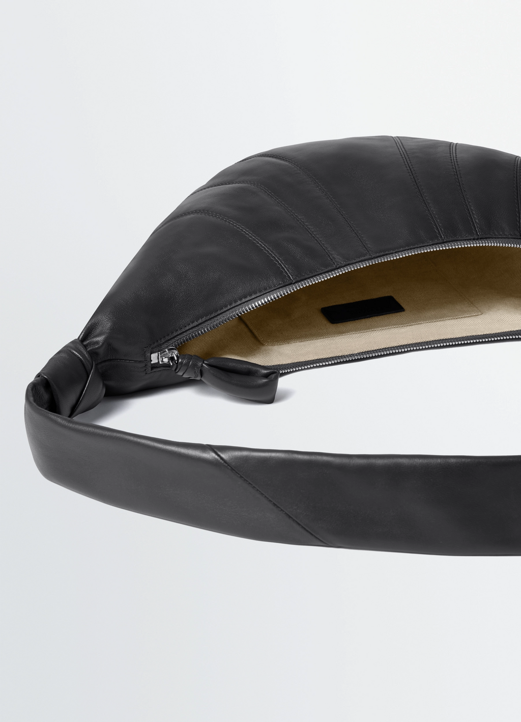MEDIUM CROISSANT BAG IN LEATHER - Black - Soft Nappa Leather