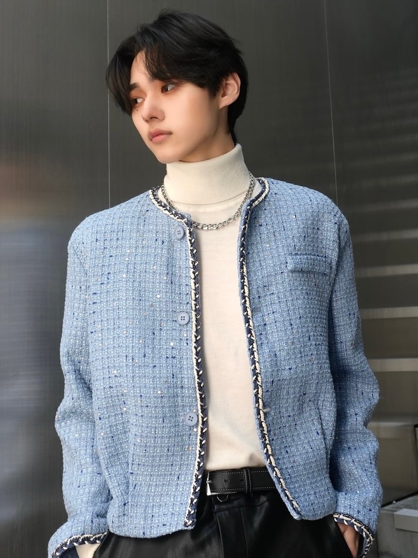 ALUDE SELECT】blue lame tweed jacket | 【ALUDE】韓国メンズファッション