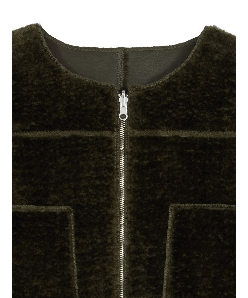 Ameri（アメリ）の「BOA COLLARLESS REVERSIBLE SHORT JACKET（ノー
