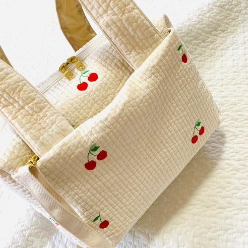 さくらんぼ 2way マザーズバッグ 刺繍 オリジナル ヌビバッグ ヌビ