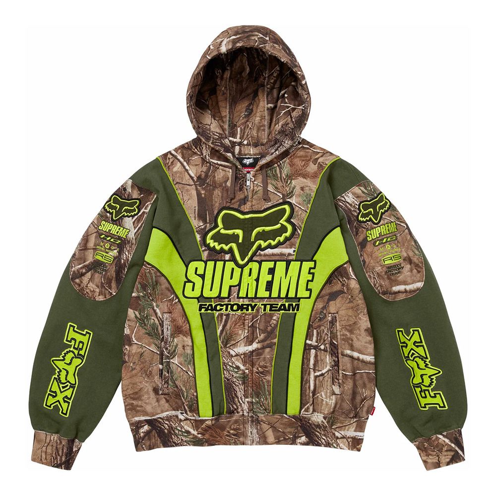 Supreme x Fox Racing】Zip Up Hooded Sweatshirt Camo 25FW (Supreme
