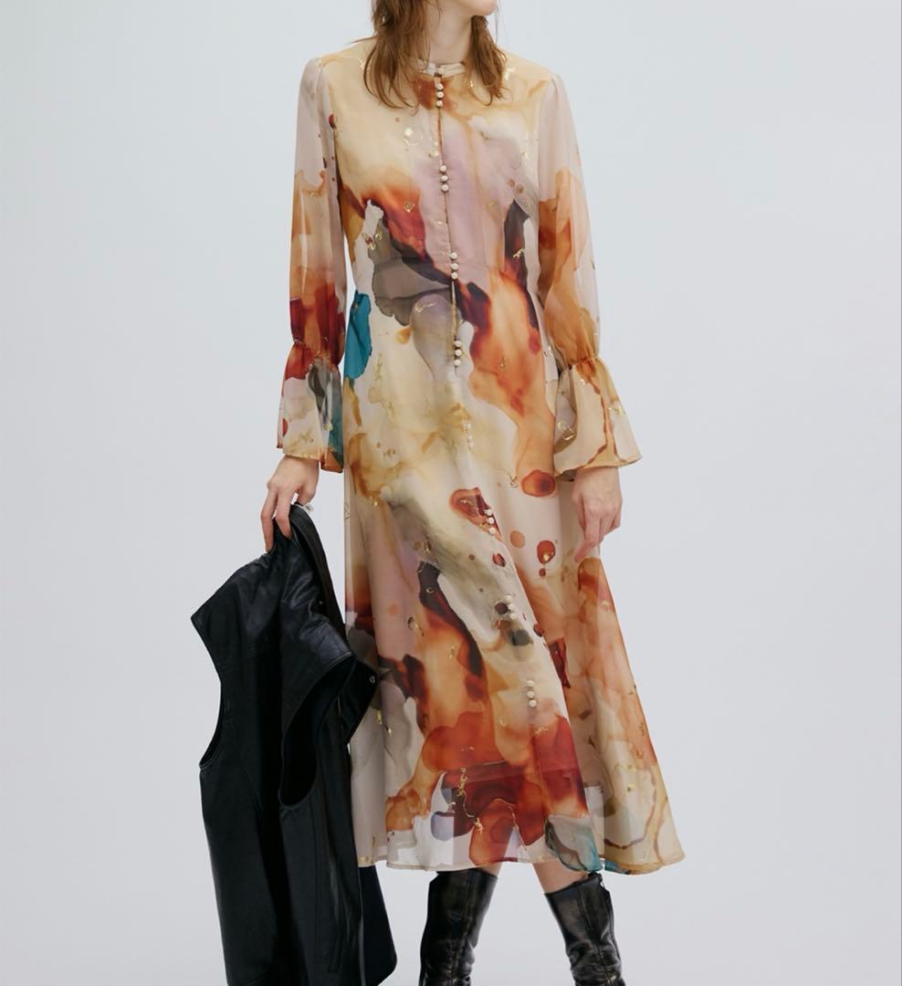 Ameri インクアート柄ドレス UNDRESSED AMELIA INK ART DRESS