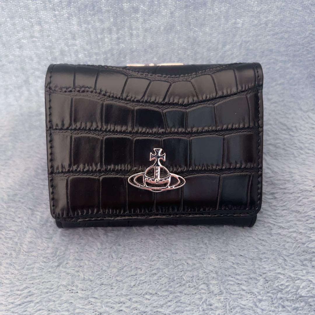 Vivienne Westwood黒 クロコダイル風 三つ折り財布 ヴィヴィアンウエストウッド 財布 三つ折り Vivienne Westwood