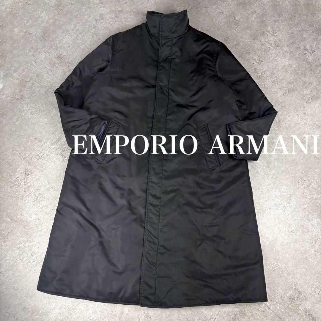 エンポリオ　アルマーニ　ARMANI ダブルフェイス　黒　ロングコート　48 エンポリオアルマーニEMPORIO ARMANI ワイドカラーフェイクムートン